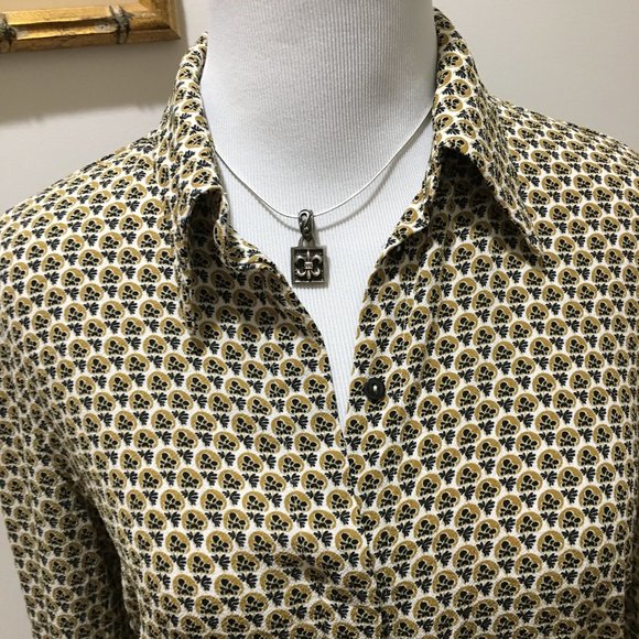 Zara Tops - Zara Tan Yellow Black Flower Print Blouse